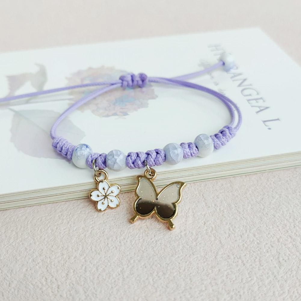 Rinhoo Fashion Brățară Bangle Handmade cu Fluture Violet și Floare, Dulce Pentru Femei, Charm Animal Je P6I5
