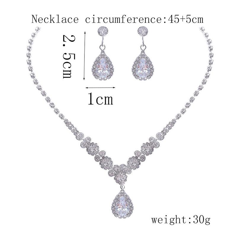 Women's Necklace Earrings Set Zircon Dangle Earrings Set Exquisite Wedding Party Jewelry Set for Anniversary Mother's Day Gift