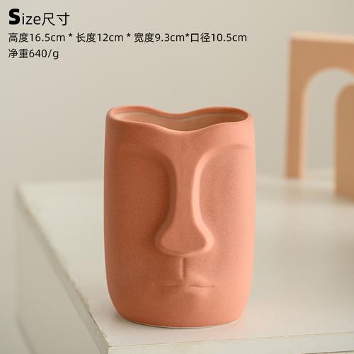 Creative Ceramic Face Vase Dried Flowers Plant Flower Pot Abstract Figure Head Vase Crafts Living Room Ornaments Home Decoration
