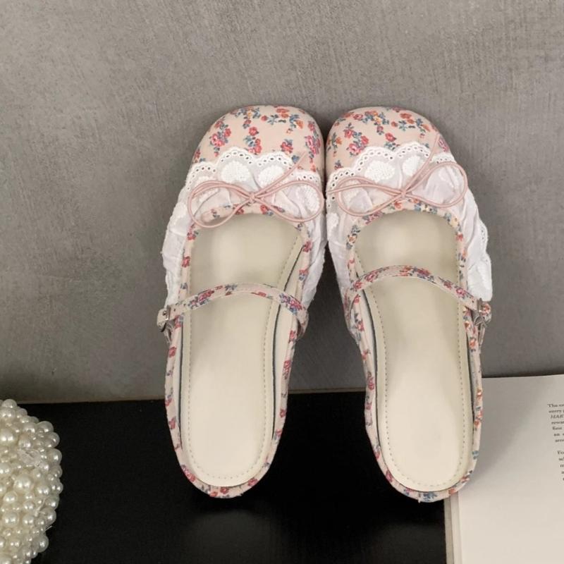 

Модная женская обувь на плоской подошве, модная обувь с круглым носком и неглубоким вырезом, замшевые слипоны с кружевом-бабочкой на мягкой подошве, устойчивые к скольжению, для ношения дома 35