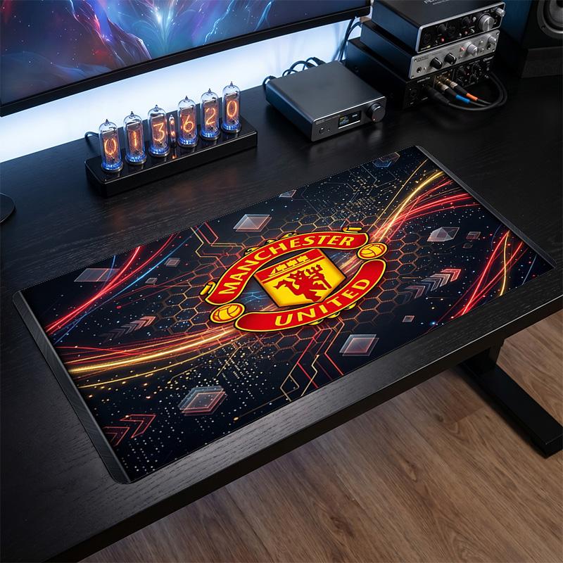 Tappetino Mouse Grande Stampato Manchester United, Tappetino da Scrivania Morbido in Gomma Antiscivolo per Gaming, Decorazione per Ufficio, Laptop, Computer