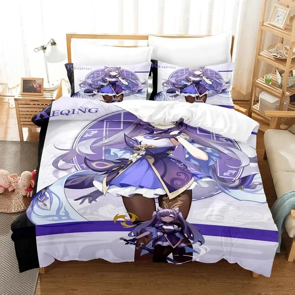

Touhou Remilia Scarlet Flplusre Genshin Impact Beding Set 3D Printed Suitable for Bedrom Soft Duvet Cover Set With Pilowcases Children Kids 100*200cm Single