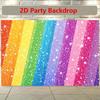 1pc Rainbow Striped Party Backdrop Tapestry Sparkle Stars Festive Event Decoration 2D