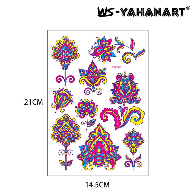 Creative Fluorescent Butterfly Face Tattoo Sticker Nightclub Bar Rose Sticker Flower Arm Waterproof Eco-Friendly Tattoo Sticker