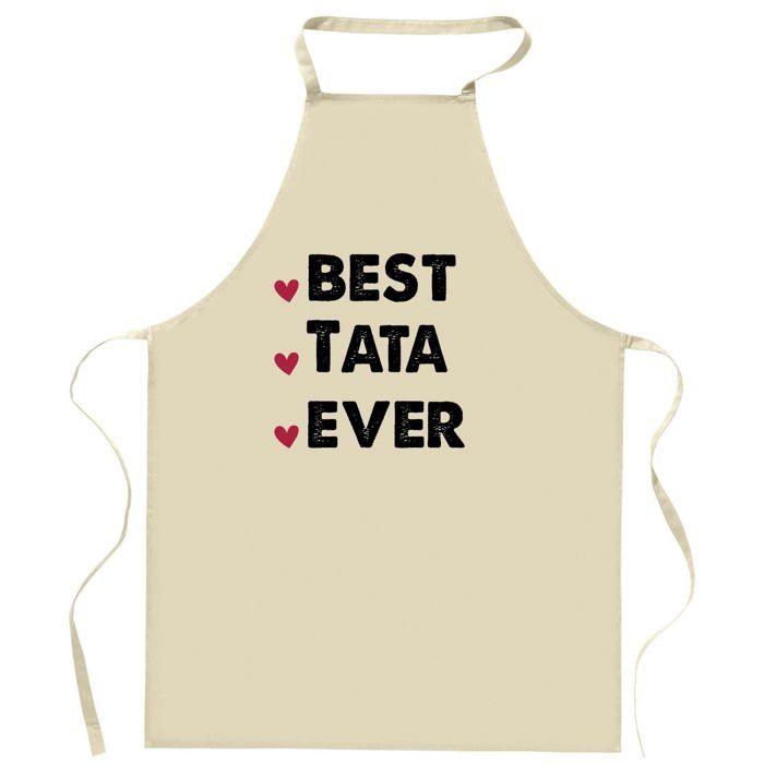 Tablier de cuisine - TATA Best Ever - Impression bretonne - Coton épais - Liens ajustables