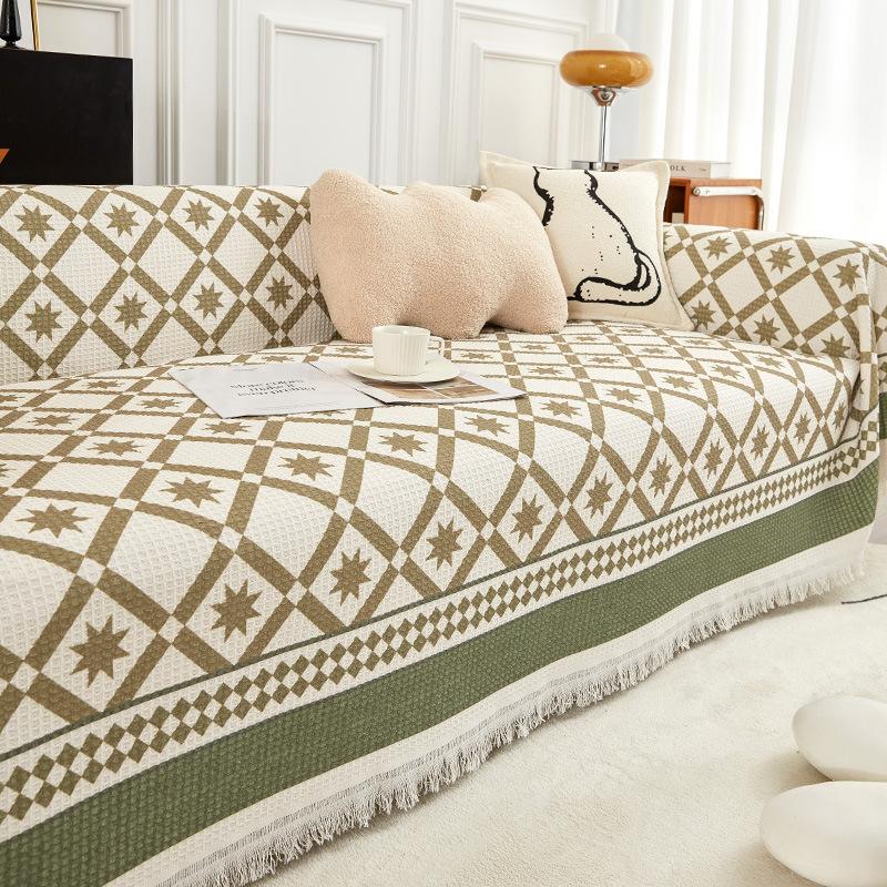 Waffle Sofa Cover Blanket Jacquard Non-slip Sofa Towel for Living Room Furniture Decor Tapestry Couch Cover Universal Sofa Towel