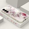 Soft TPU Case For Samsung Galaxy S25 S24 S21 FE S24 S22 S23 Ultra S22 Plus S25 Edge Pink Flowers Patterned Lanyard Phone Cover