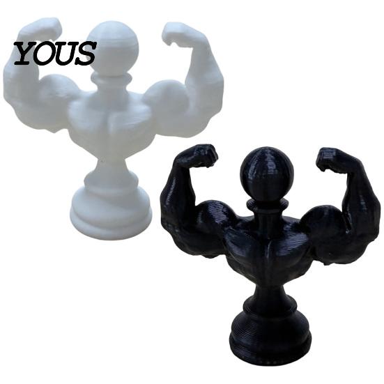 Collectible Art Sculptures 3D Printed Muscular Man Chess Pieces, Creative Muscle Figurines, Resin Sculpture Ornaments for Personalized Gaming