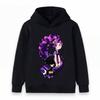 Kids Boys Girls Cute Cartoon Purple Long Braided Anime Girl Print Pullover Hoodie, Casual Soft Long Sleeve Hooded Sweatshirt for Daily Wear Party Gift