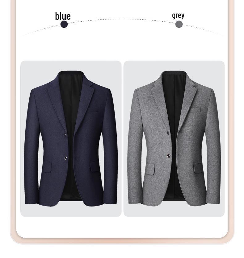 New Men's Wool Blend Business Casual Suit Jacket for Autumn and Spring - Iron-Free, Perfect for Middle-Aged Dads