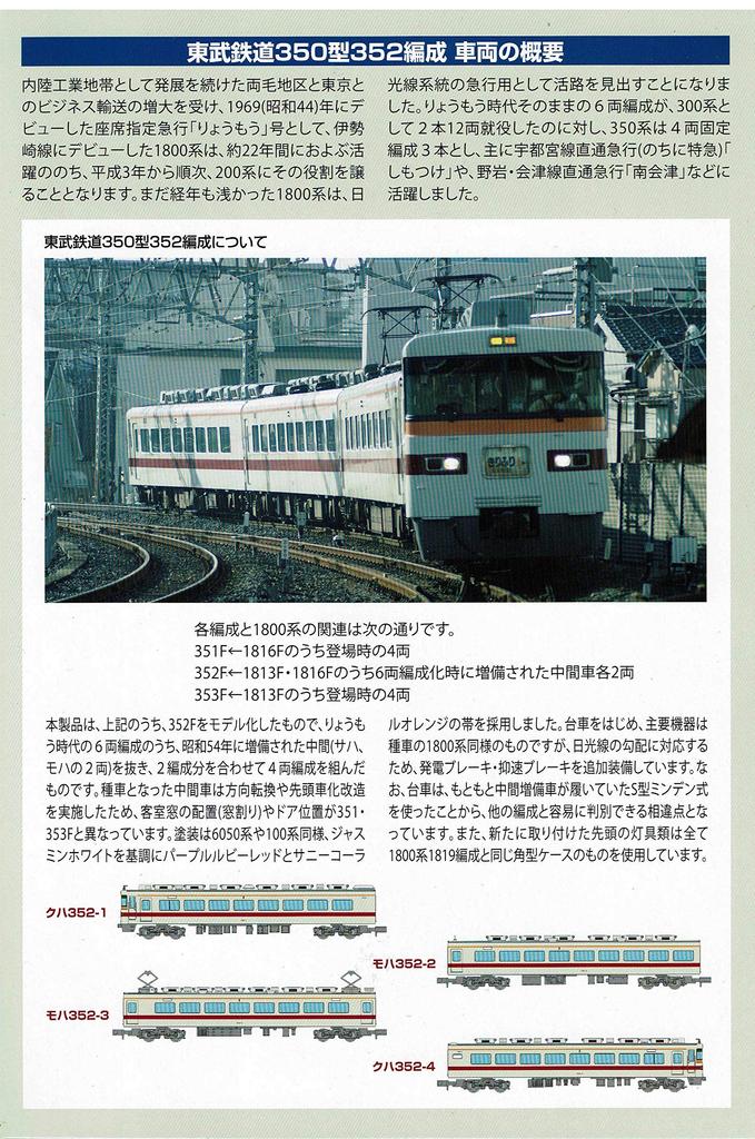 Tomytec Railway Collection Tobu Railway Type 350 352 formation set B 4-car