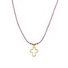 Collier - LUXENTER - Croix - Argent 925 - Coton Rose - Or Jaune 18k