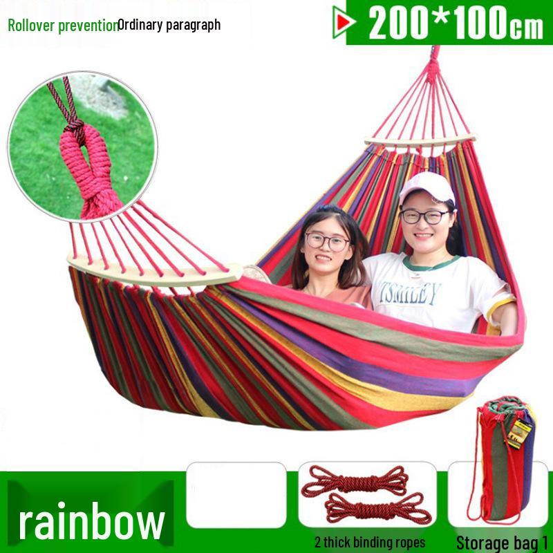 Thickened Canvas Camping Hammock: Anti-Roll, Single/Double Swing Chair for Outdoor Use