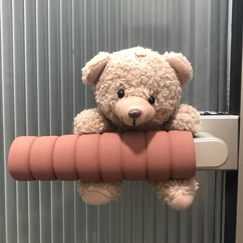 Soft Fabric Door Handle Protector, Adorable Bear Design, Anti-Collision Anti-Static Cover for Home Room Doors
