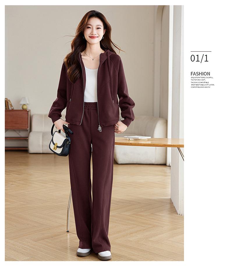 Damen Fleecegefüttertes Schlankheits-Sportswear Zweiteiler, Herbst/Winter 2024 Mode, Verjüngend, Lässig und Locker.