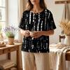 Women’s Casual Printed Henley Button Neck Short Sleeve Cotton Linen Shirt with Chest Pocket and Relaxed Fit for Everyday Wear