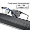 Trendy Pochromic Reading Glasses for Men Women Fashion Square Frame Ultralight Presbyopia Discoloration Multifocal Glasses