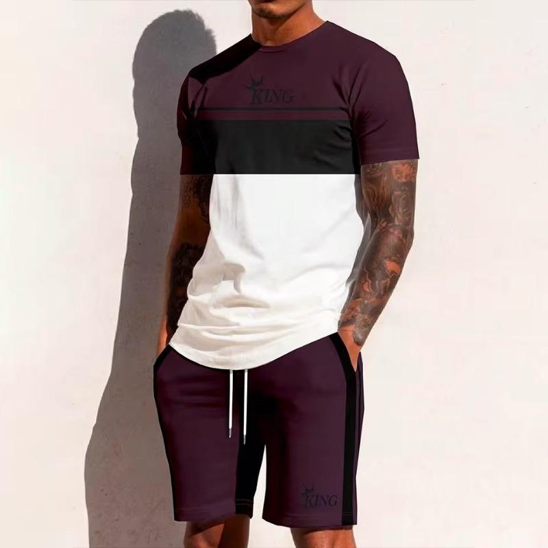 3D Printing Summer Y2K Style Fashion Trendy Men's Set Extra Large Men's Loose Top Refreshing and Breathable Leisure Travel Set