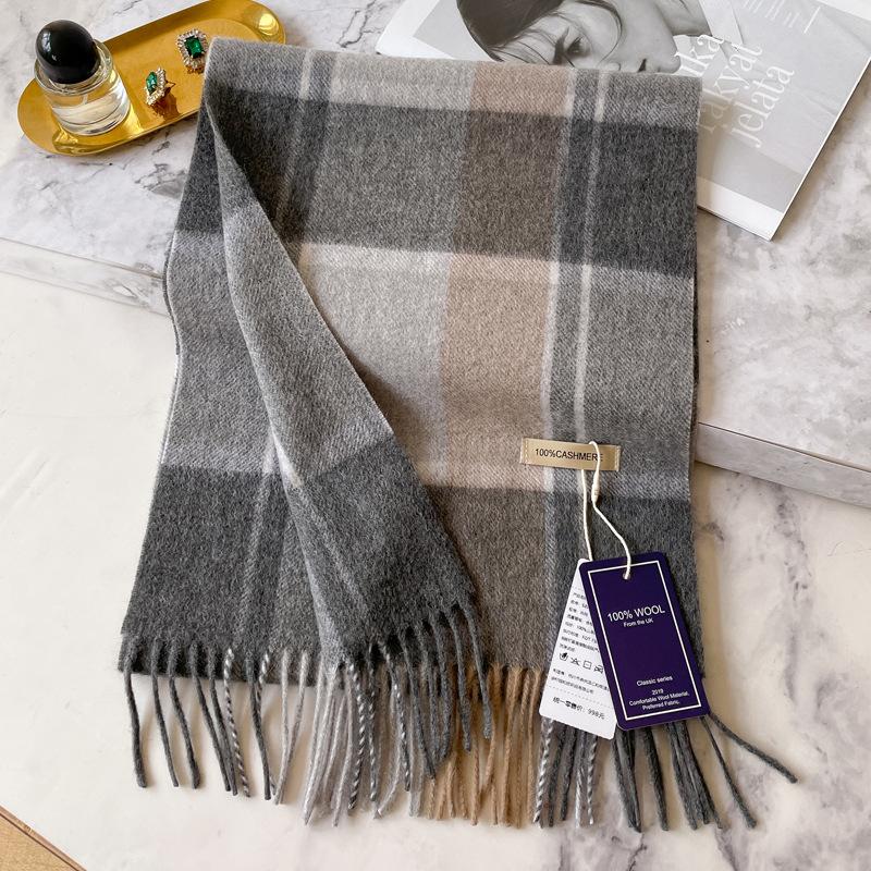 Cashmere scarf women's winter water ripple plaid thickened warm couple scarf for boyfriend