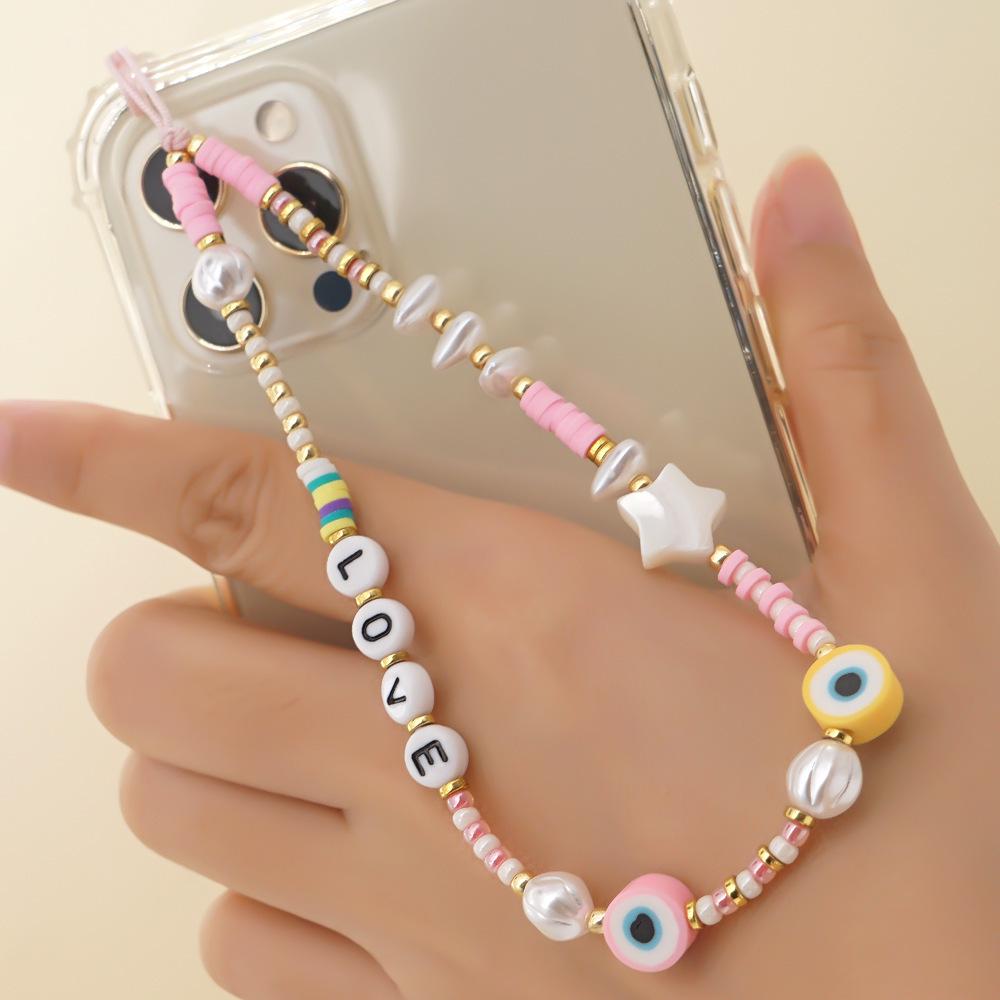 KKBEAD Irregular Pearl & Polymer Bead Phone Lanyard Women’s Jewelry