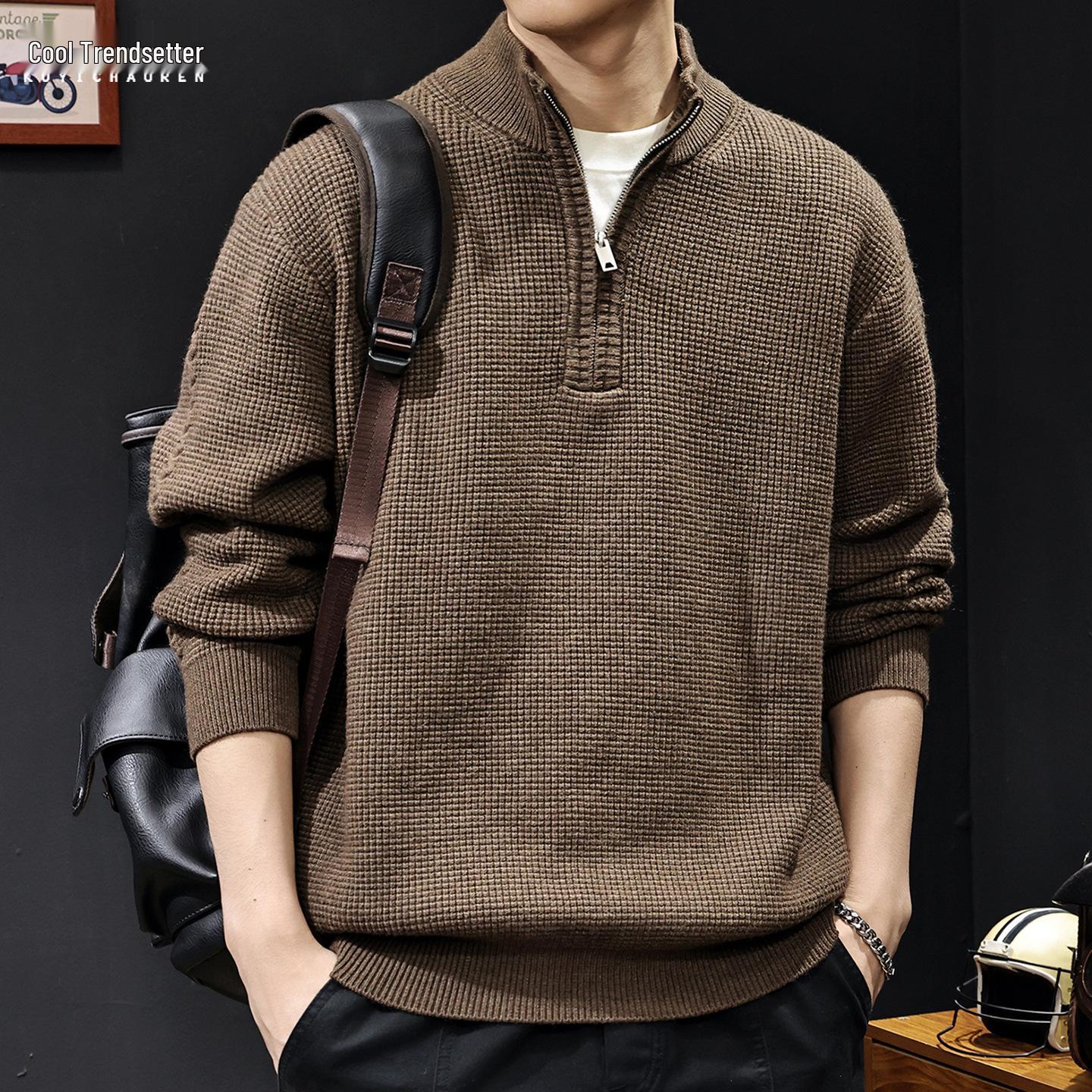 

Men s American Retro High-Collar Knit Sweater, Heavyweight Winter 2025 Collection, Plus Size Available L (130-150 jin) кавовий
