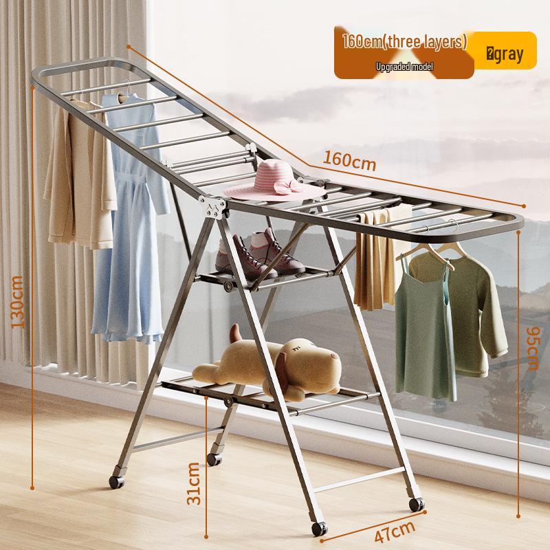 Foldable Wing-Shaped Clothes Drying Rack for Indoor/Outdoor Use