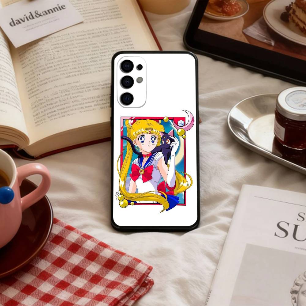 CUTE Cartoon S-Sailor M-Moons    Phone Case For Samsung S 25,24,23,22,30,21,10,9,Ultra,Plus,Lite,FE,4,5 G Soft Black Case