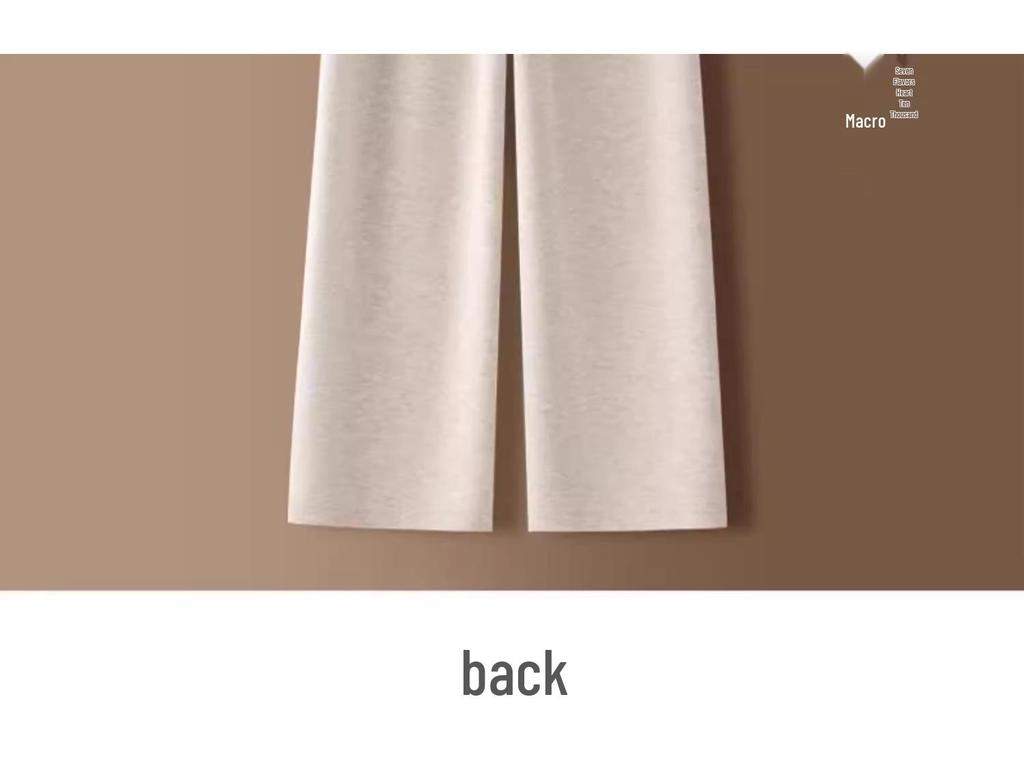 Women's Fleece-Lined Grey Cashmere Wide-Leg Pants: Autumn/Winter 2024 Trendy Wool Blend Style.