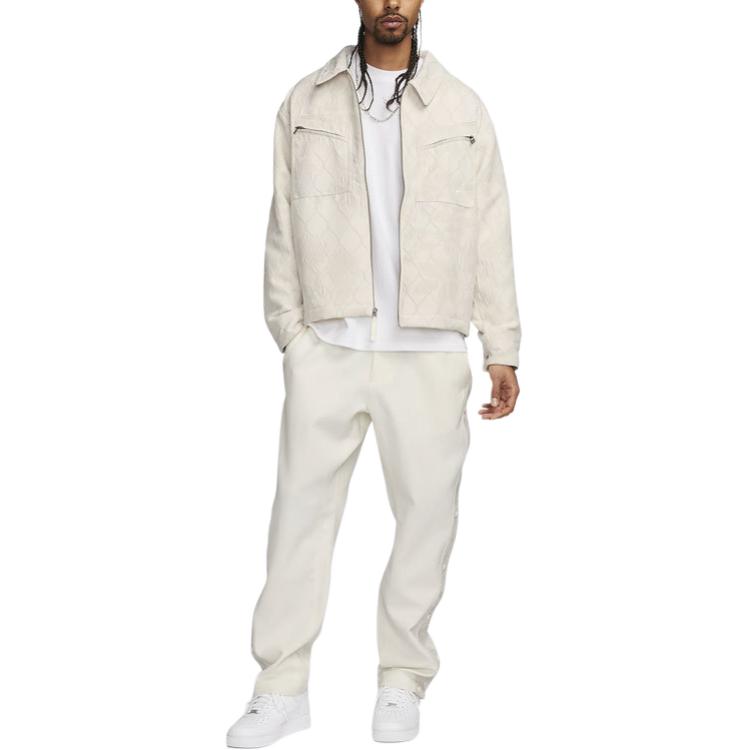 Nike Solid Color Logo Cuff Design Straight Leg Knit Sports Pants Men Bottoms White FN2676-133