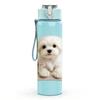 1PC Tiny White Puppy Standing Up 750ml Color Plastic Sports Water Bottle Leakproof Flip Straw Lid Suitable for Sports Office Home Use
