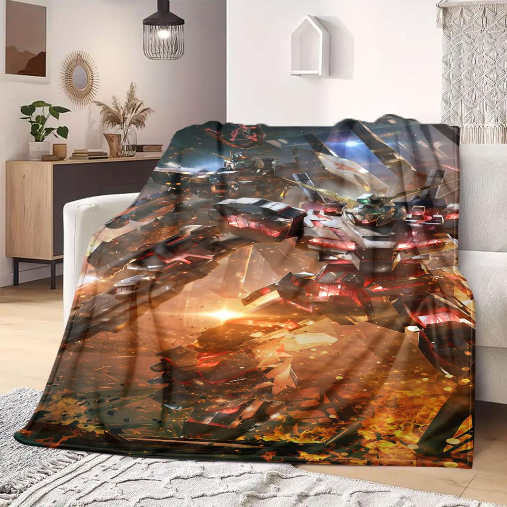 Unicorn Gundam Destroy Flannel Blanket Warm,Comfortable,Suitable for Bedrooms,Sofas,Beds,Chairs,Picnics,Travel