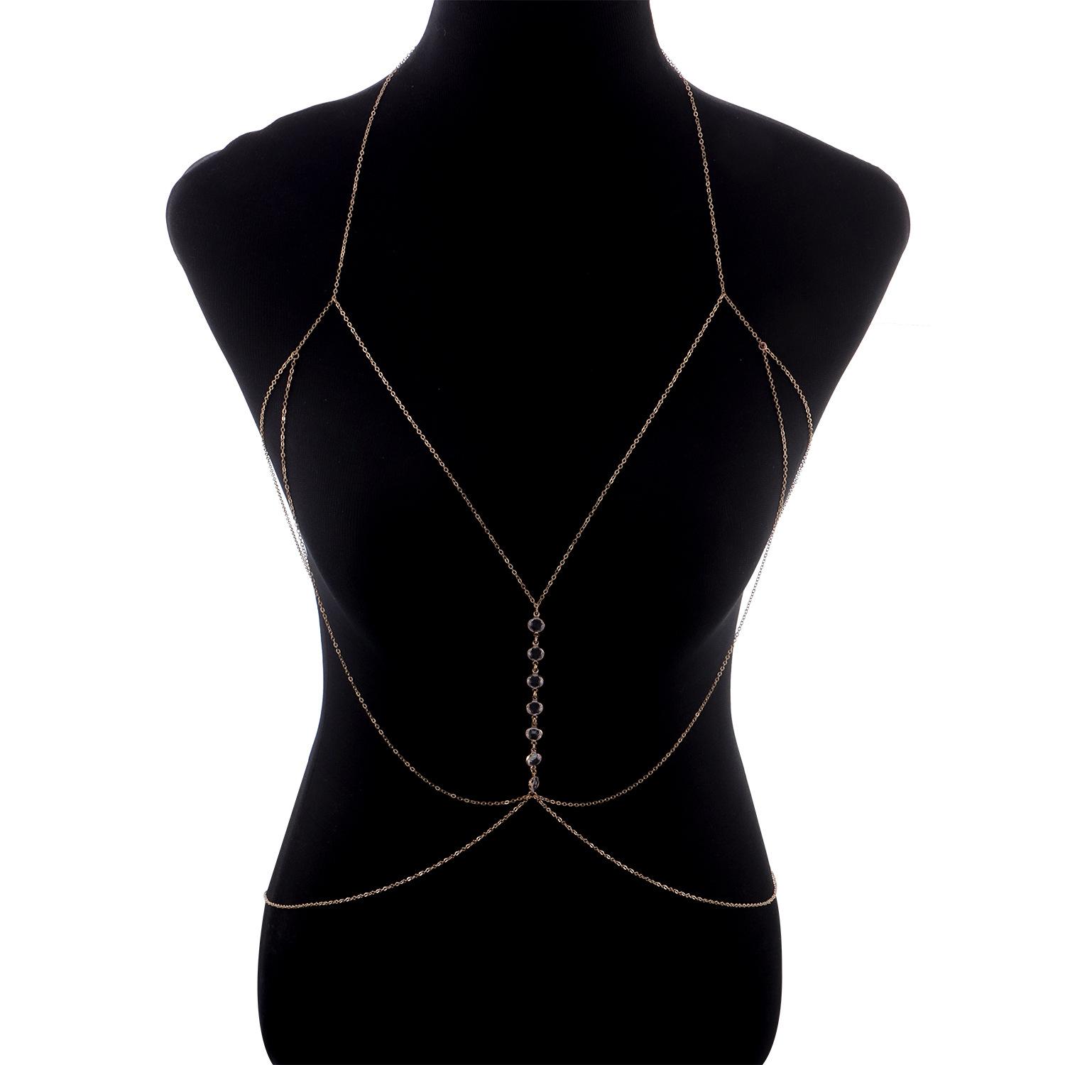 Accessories, Sexy Personality Bikini Bra Body Chain, Smartisan Body Acrylic Rhinestone Accessories золотой