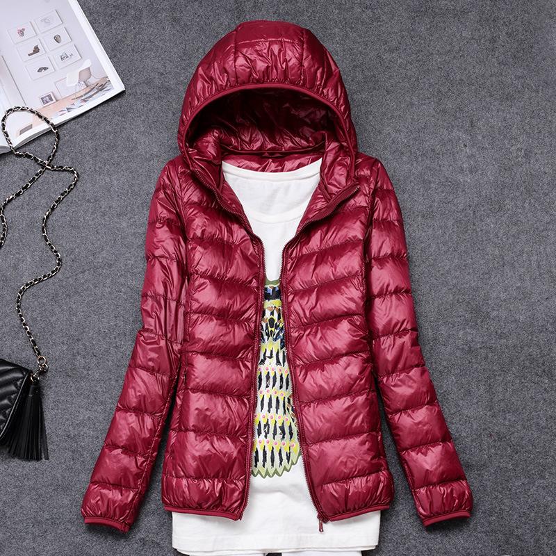 Light down jacket women's short new thin hooded portable large size jacket winter fashion