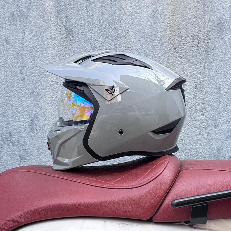 Street Fighter Motorcycle Helmet Men's and Women's Full Helmet Four Seasons Locomotive Retro Detachable Combination Helmet