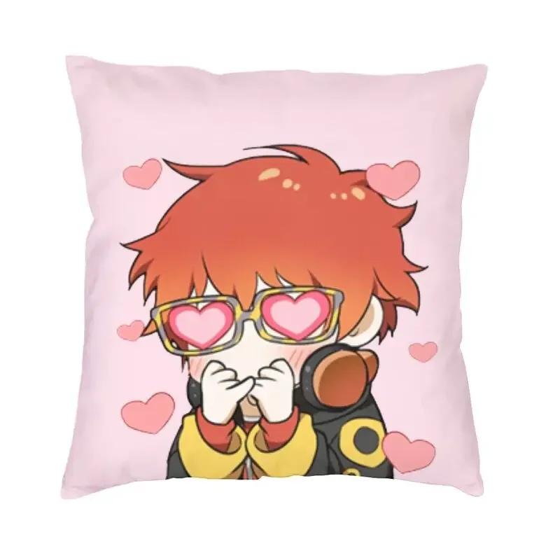 Mystic Messenger 707 Chibi Cushion Covers Polyester Anime Game Throw Pillow Case for Sofa Car Square Pillowcase Home Decorative
