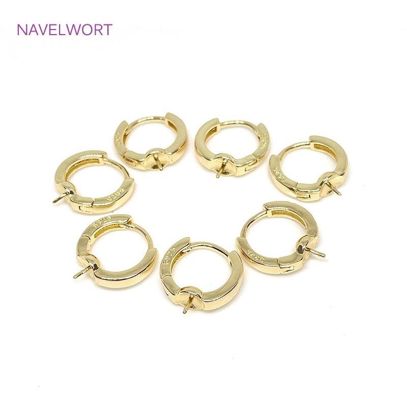 Trendy 14K Gold Plated Hoop Earring Clasps Fittings Brass Material Pearl Earring Findings For DIY Jewelry Making Accessories