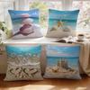Pcs Beach Shells Singlesided Printed Pillowcase Cushion Coversuitable For Living Roombedroomcar Decoration