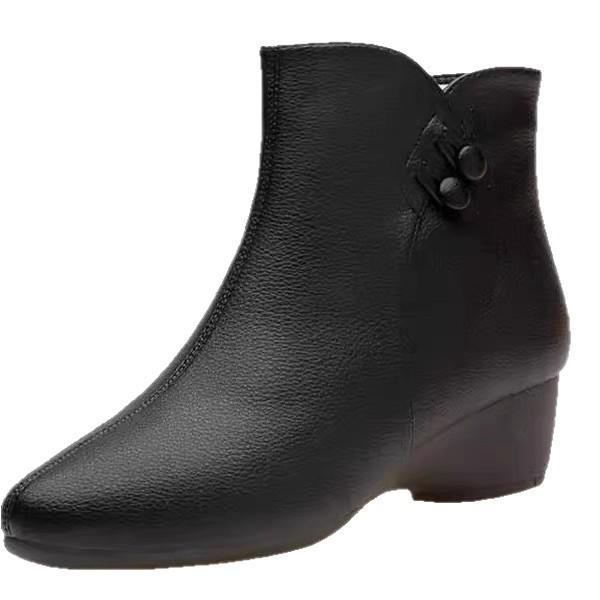 Soft Leather Comfortable Good-looking Short Boots Women's 2025 Autumn and Winter New Flat-bottomed Slope Heel Super Soft Bare Boots Non-slip Po