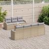 Canapé de jardin 8 pièces avec coussins beige poly rattan acacia, Canapé de jardin 2 places avec rangement et coussins beige 3356082