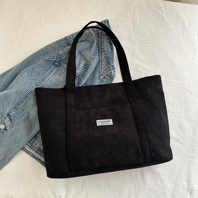 Fashion Velvet Large-Capacity Tote Bag For College Students In Class Shoulder Bag Hand Carry Commuter Bag Handbag