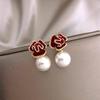 Large Retro 925 Pearl Earrings with Niche Ear Buckles for Women