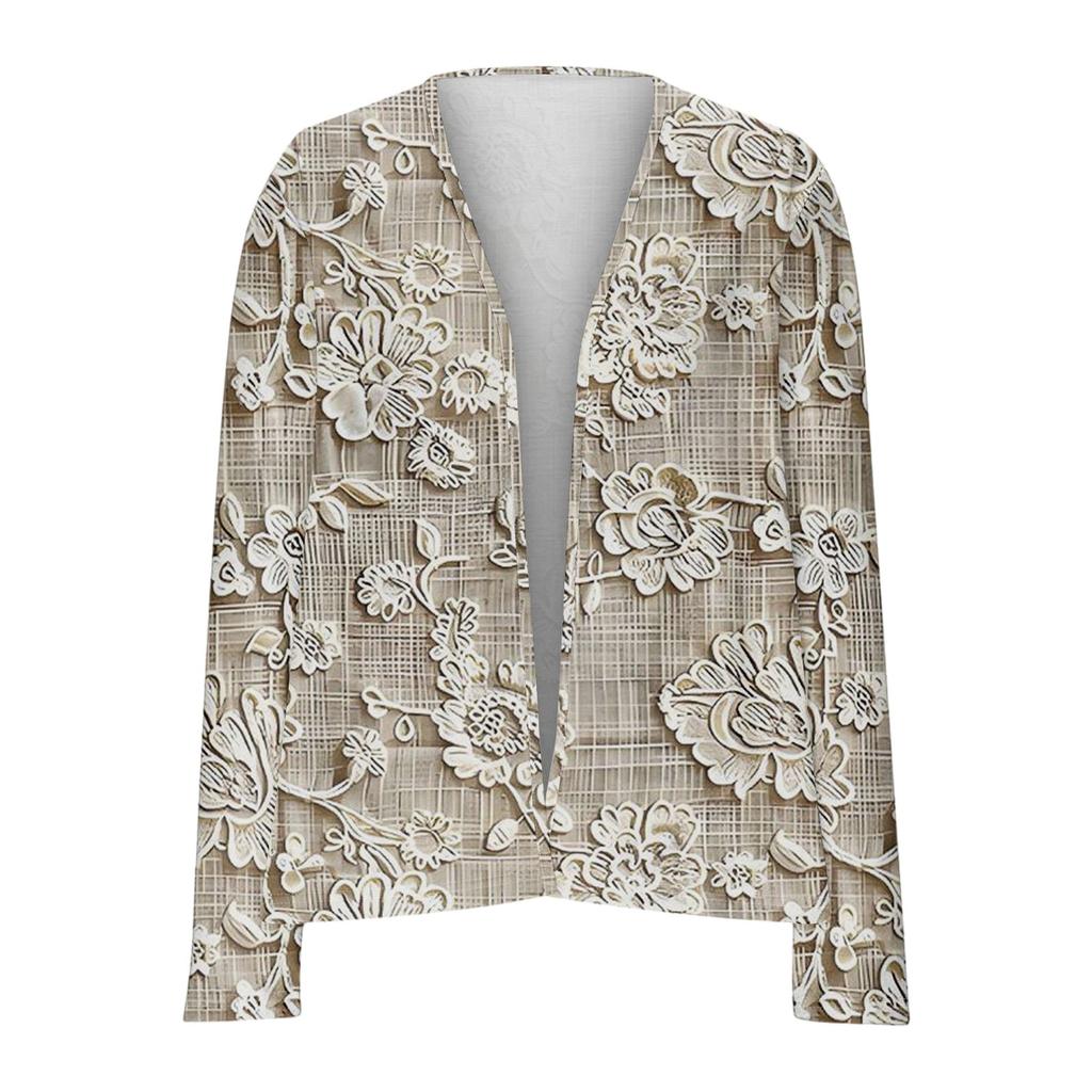 Women's Casual Print Loose Clothing, Fashionable Cardigan Jacket Cardigan Jacket