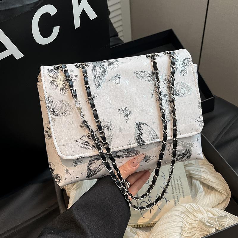 New Chinese Style Chain Bag for Summer New Simple and Fashionable Butterfly One-shoulder Crossbody Small Square Bag