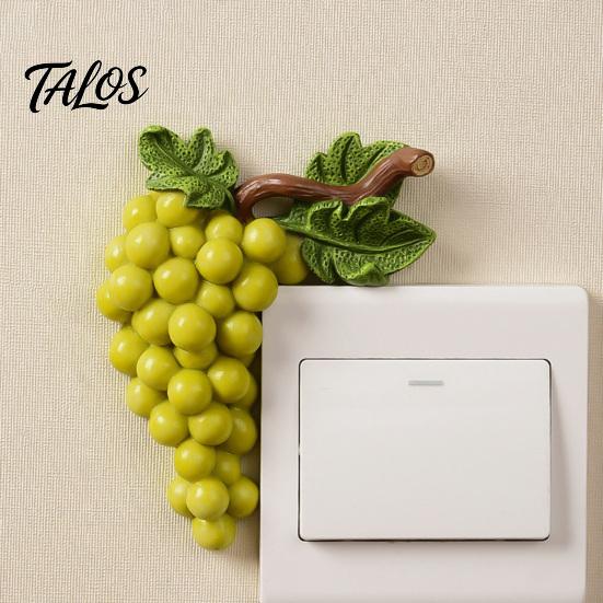 Decorative Switch Surround Fruit Wall Stickers, Creative Kitchen 3D Cute Waterproof Socket Decal Decor, Resin Children Room Sticker