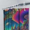 Colorful Cityscape Shower Curtain Fantasy Artistic Bathroom Decor For Home Decoration Modern Waterproof Fabric With Rod Holders