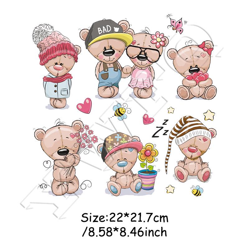 Cute Animal Patches Set DIY Iron-on Heat Transfer Stickers For Clothes T-shirt Dress DIY Accessory