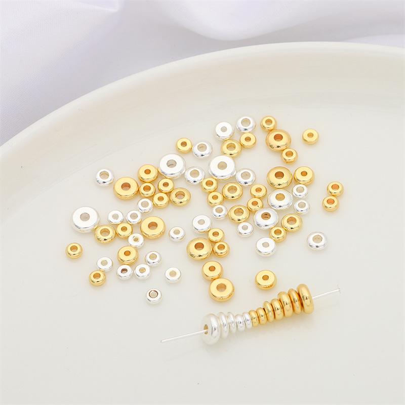 14K Gold-Plated Silver Tone Beads: Thick Spacer & Flat Loose Beads for DIY Jewelry and Bracelets
