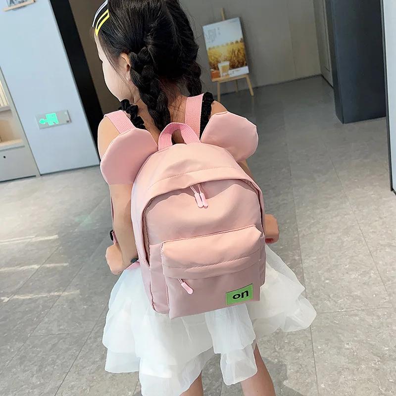 Childlike Cute Children Backpack New Style Boys And Girls Students Kindergarten Schoolbag Solid Color Casual Schoolbag