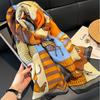 New Fashion Printed Cotton and Linen Texture Scarf Korean Version Versatile Fashion Horse Silk Scarf Autumn and Winter Scarf Autumn and Winter Long