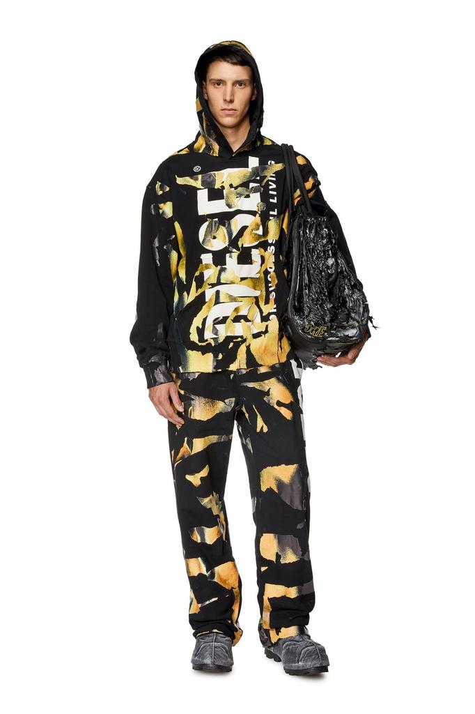 DIESEL Men's Cotton Pants with Printed Logo, Size XS, Black, 9XX, A133310ALAN